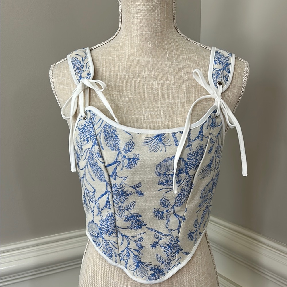 SHEIN Blue and White Floral Top